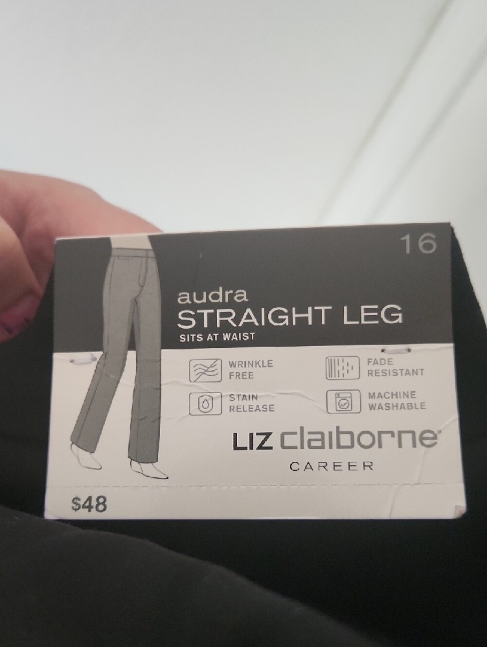 Liz Claiborne Black Straight Leg Dress Pants - Picture 2 of 3